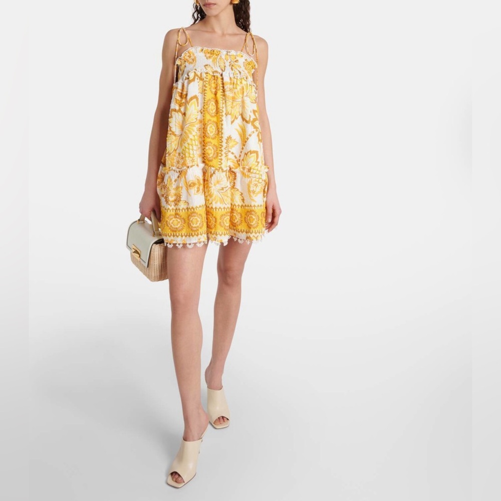 Farm Rio Yellow Floral Tie-Shoulder Sundress